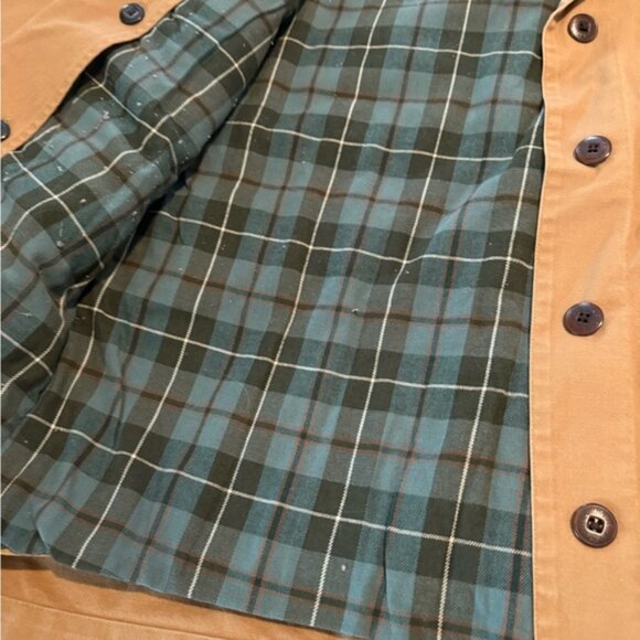 LL Bean Chore Barn Tan Jacket with Brown Collar EUC 2708 - Picture 10 of 13